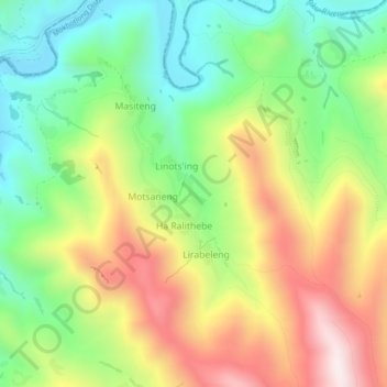 Maputsoe topographic map, elevation, terrain
