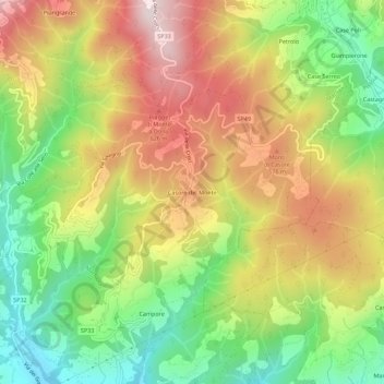Casore del Monte topographic map, elevation, terrain