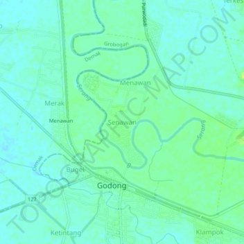 Senawan topographic map, elevation, terrain