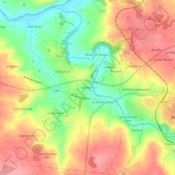 Les Ribes topographic map, elevation, terrain