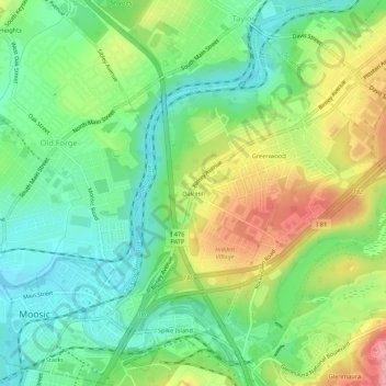Oak Hill topographic map, elevation, terrain