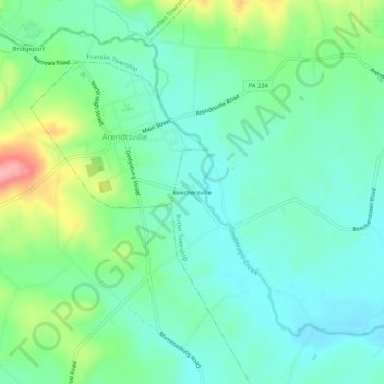 Beechersville topographic map, elevation, terrain