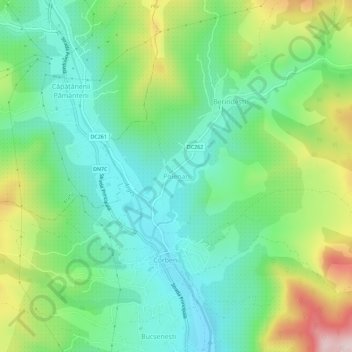 Poienari topographic map, elevation, terrain