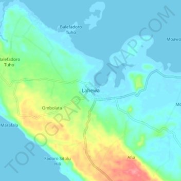 Lahewa topographic map, elevation, terrain