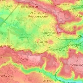 Versalles topographic map, elevation, terrain