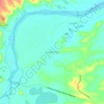 Castanhão topographic map, elevation, terrain