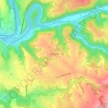 Saint-Pierre topographic map, elevation, terrain