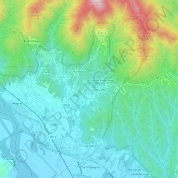 Torchio topographic map, elevation, terrain