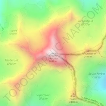 Mount D'Archiac topographic map, elevation, terrain