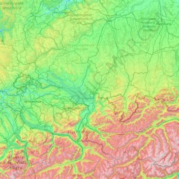 Bodenseebecken topographic map, elevation, terrain