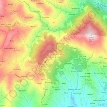 Piana topographic map, elevation, terrain