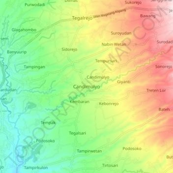 Candimulyo topographic map, elevation, terrain