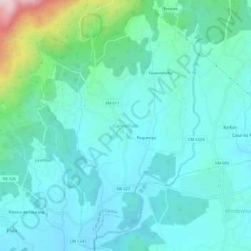 Carvalhais topographic map, elevation, terrain