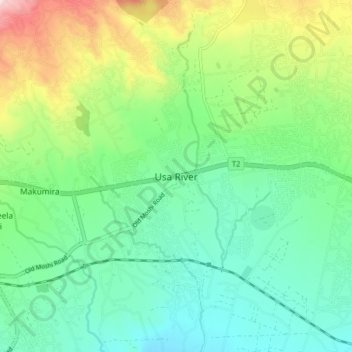 Usa River topographic map, elevation, terrain