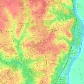 The Greens topographic map, elevation, terrain
