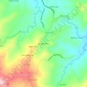 Meagre River topographic map, elevation, terrain