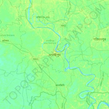 Madaripur topographic map, elevation, terrain