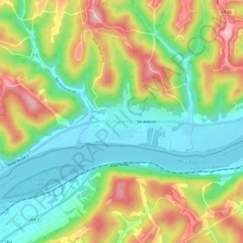 Sardis topographic map, elevation, terrain