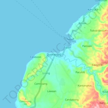 Dumanjug topographic map, elevation, terrain