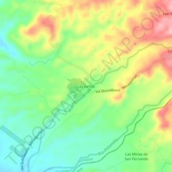 Las Juntas topographic map, elevation, terrain