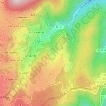 Les Granges topographic map, elevation, terrain