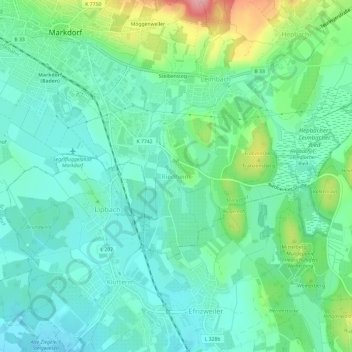 Riedheim topographic map, elevation, terrain