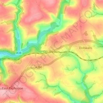 Doublebois topographic map, elevation, terrain