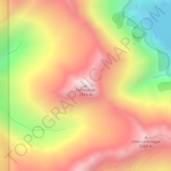Lochnagar topographic map, elevation, terrain