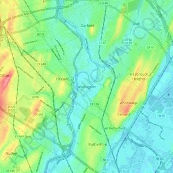 Wallington topographic map, elevation, terrain