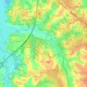 Binan topographic map, elevation, terrain