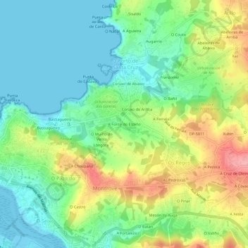 A Fonte do Espiño topographic map, elevation, terrain