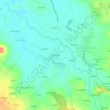 Os Campos topographic map, elevation, terrain