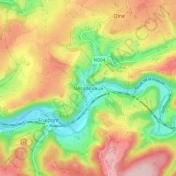 Nessonvaux topographic map, elevation, terrain