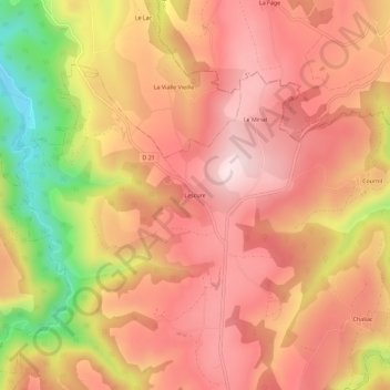 Lescure topographic map, elevation, terrain