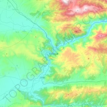 Amasya topographic map, elevation, terrain