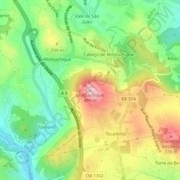 Montachique topographic map, elevation, terrain