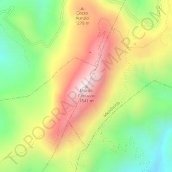 Monte Cocuzzo topographic map, elevation, terrain