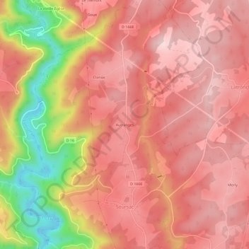 Autranges topographic map, elevation, terrain
