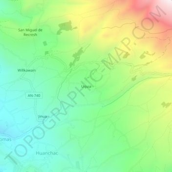 Uquia topographic map, elevation, terrain