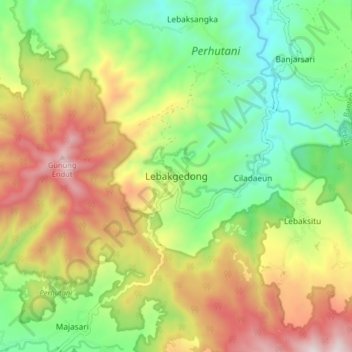 Lebakgedong topographic map, elevation, terrain