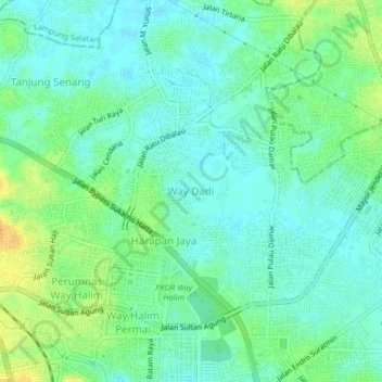 Way Dadi topographic map, elevation, terrain