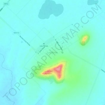 Los Pinos topographic map, elevation, terrain