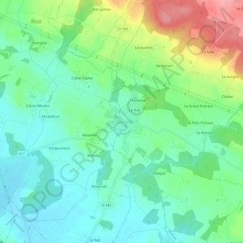 Le Gorvello topographic map, elevation, terrain
