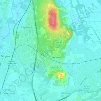 Tout Vent topographic map, elevation, terrain