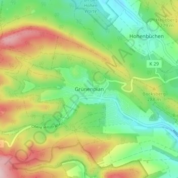 Grünenplan topographic map, elevation, terrain