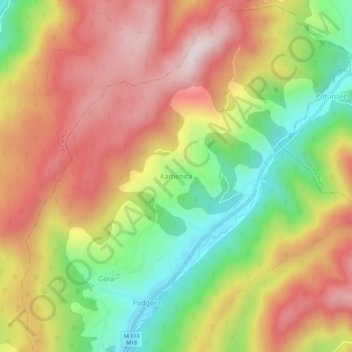 Kamenica topographic map, elevation, terrain