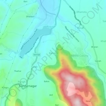 Banaik topographic map, elevation, terrain