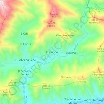 El Conde topographic map, elevation, terrain