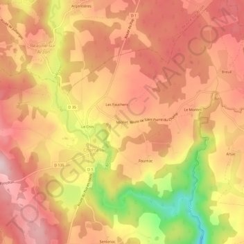 Miollet topographic map, elevation, terrain