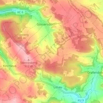 Esbach topographic map, elevation, terrain